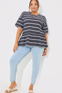 Peplum Hem Dropped Shoulder Tshirt