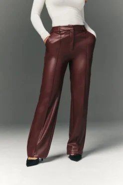 Perfect Sculpting High Waisted Leather Look Straight Leg Trouser