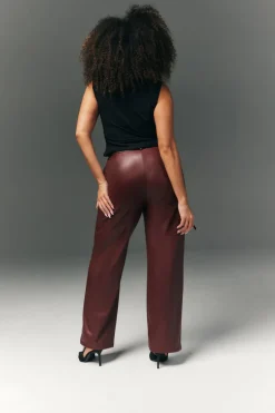 Perfect Sculpting High Waisted Leather Look Straight Leg Trouser