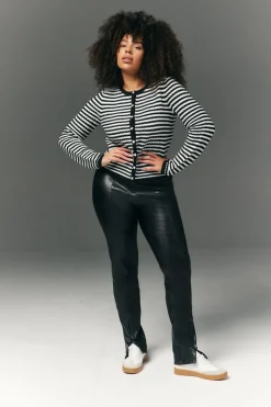 Perfect Sculpting High Waisted Leather Look Zip Front Legging
