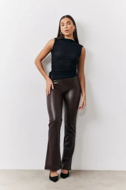 Perfect Sculpting High Waisted Leather Look Flare