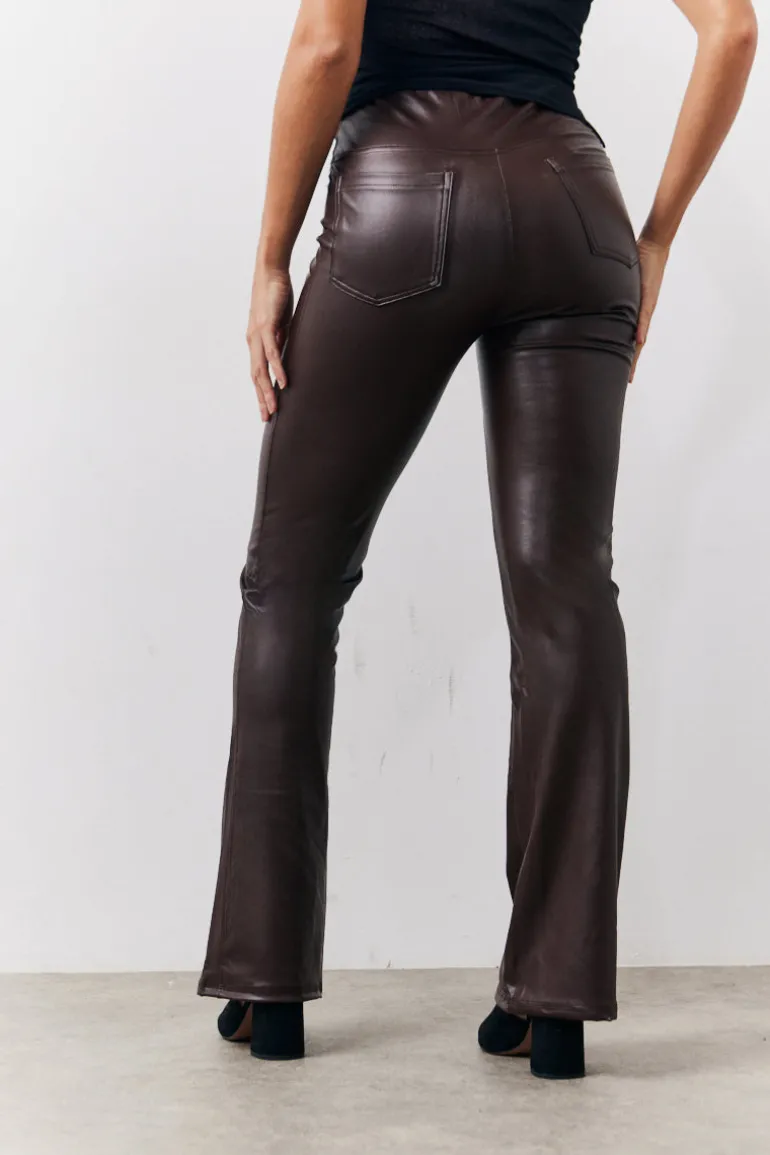 Perfect Sculpting High Waisted Leather Look Flare