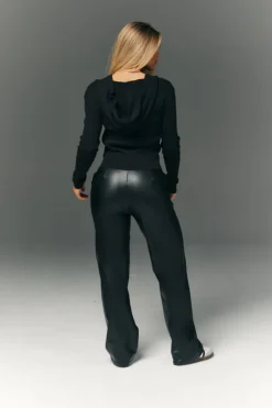 Perfect Sculpting High Waisted Leather Look Straight Leg Trouser
