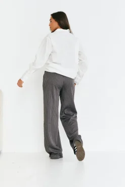 Pinstripe Relaxed Wide Leg Trouser