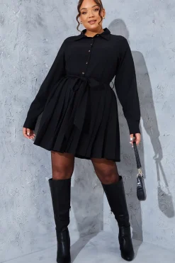 Pleated Shirt Dress