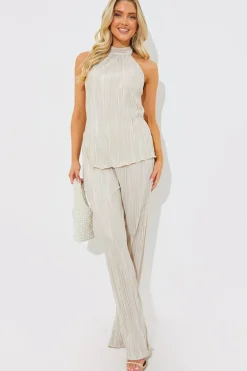 Plisse Wide Leg Co-Ord Trousers