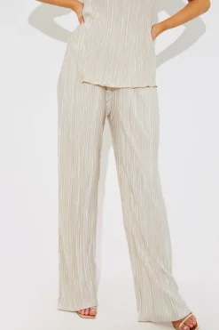 Plisse Wide Leg Co-Ord Trousers
