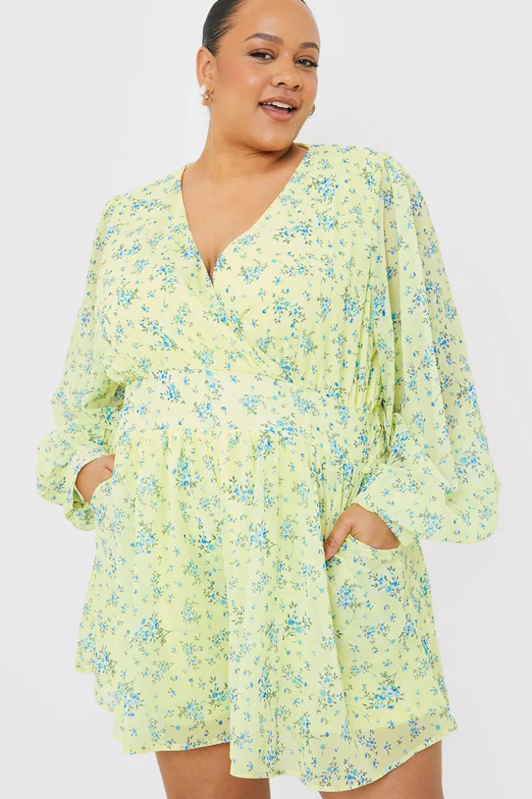 Printed Balloon Sleeve Playsuit