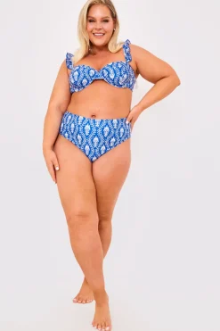Printed Frill Strap Bust Detail Bikini Top