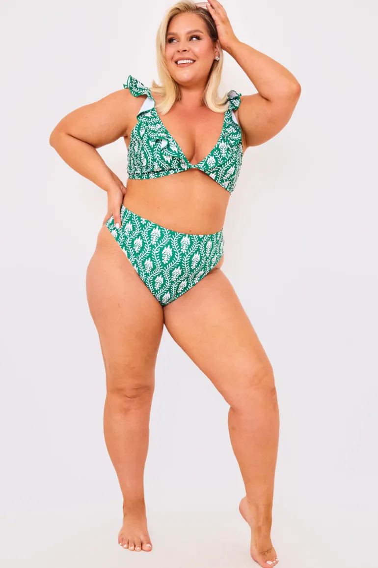 Printed High Waist High Leg Bikini Bottoms