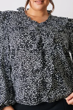 Printed Ruffle Blouse
