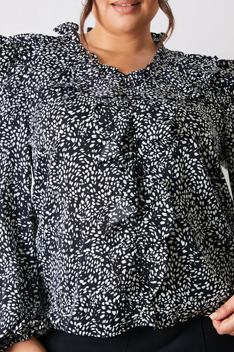 Printed Ruffle Blouse