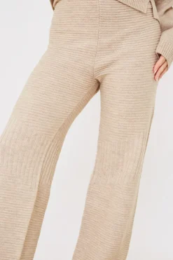 Recycled Contrast Knitted Ribbed Co Ord Wide Leg Trouser