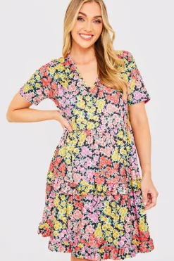 Recycled Floral Frill Mini Dress