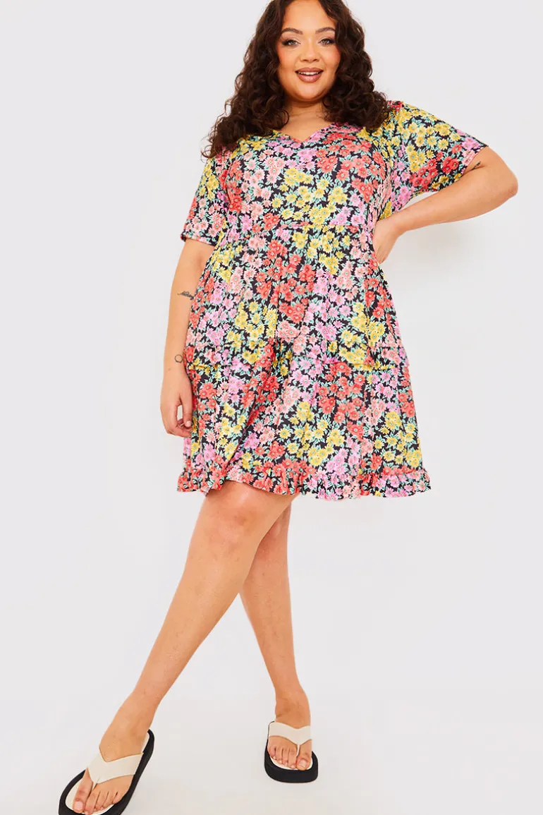 Recycled Floral Frill Mini Dress