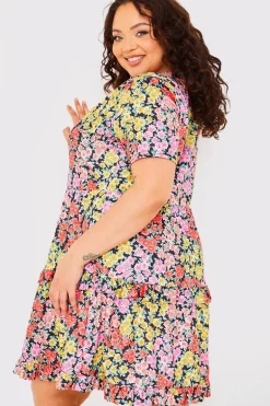 Recycled Floral Frill Mini Dress