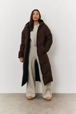 Reversible Hooded Longline Puffer Coat