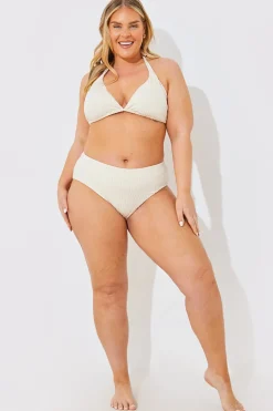 Rib Double Strap Detail Triangle Bikini Top