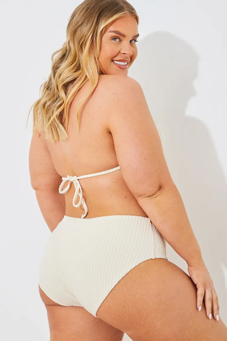 Rib Double Strap Detail Triangle Bikini Top