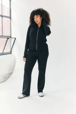 Rib Knit Co-Ord Flare Trouser