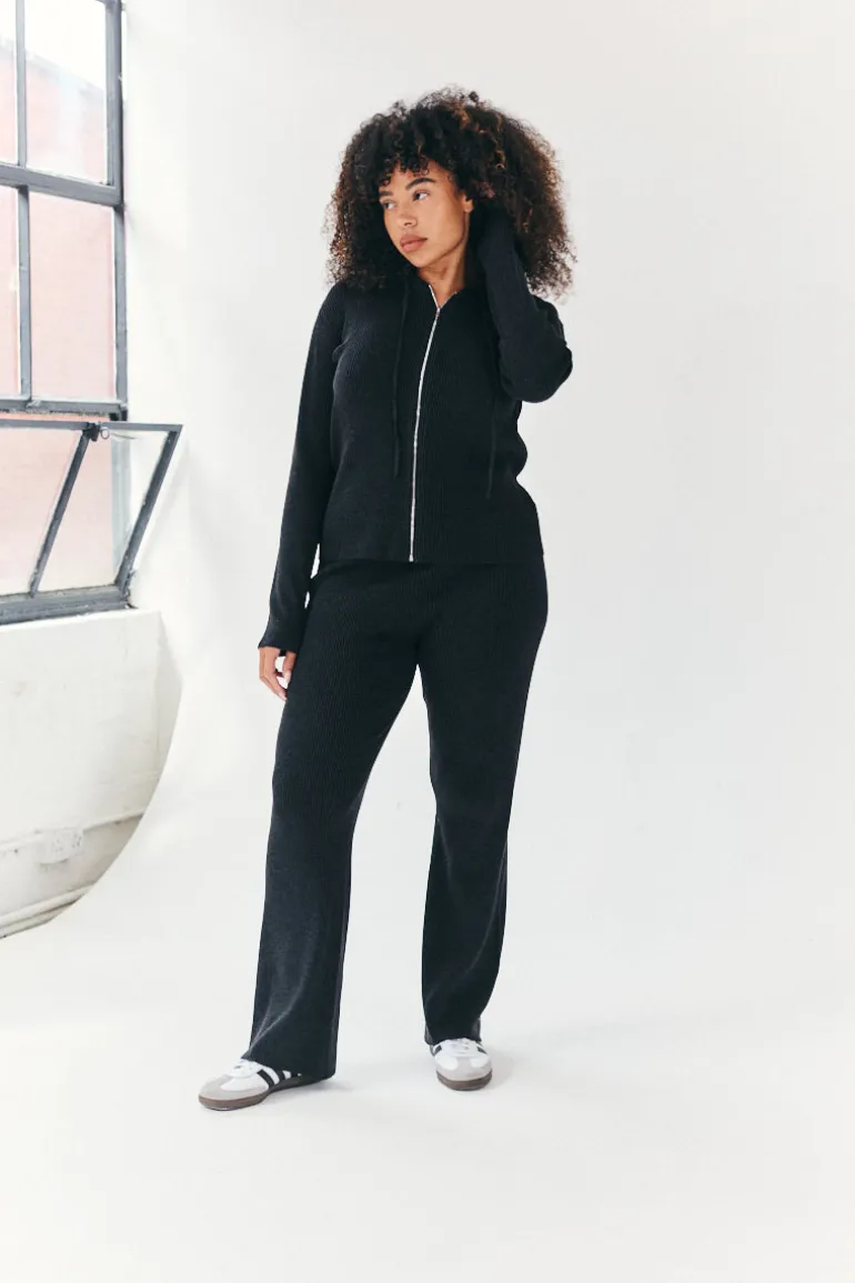 Rib Knit Co-Ord Flare Trouser