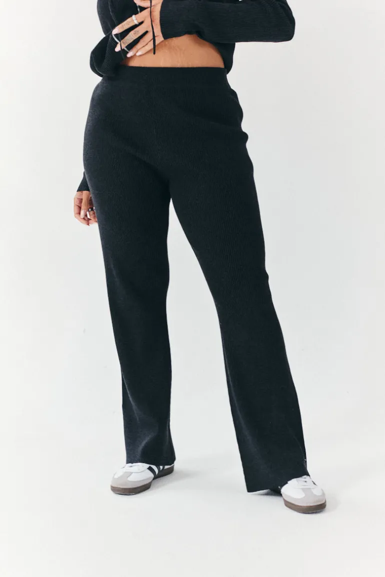 Rib Knit Co-Ord Flare Trouser