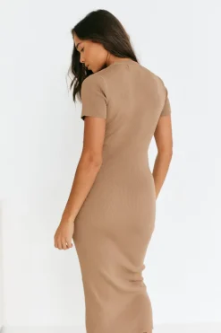 Rib Knit Crew Neck Midaxi Dress