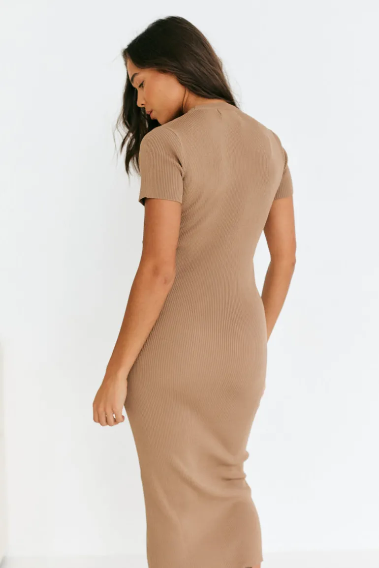Rib Knit Crew Neck Midaxi Dress