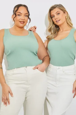 Rib Knit Scoop Neck Top
