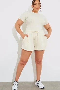 Ribbed Crew Neck Short Sleeve Bodysuit