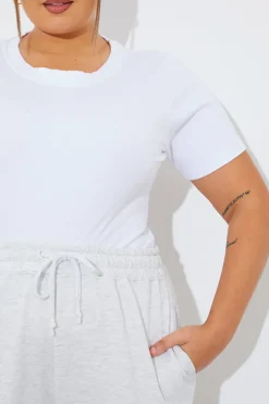 Ribbed Crew Neck Short Sleeve Bodysuit