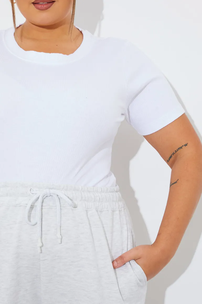 Ribbed Crew Neck Short Sleeve Bodysuit