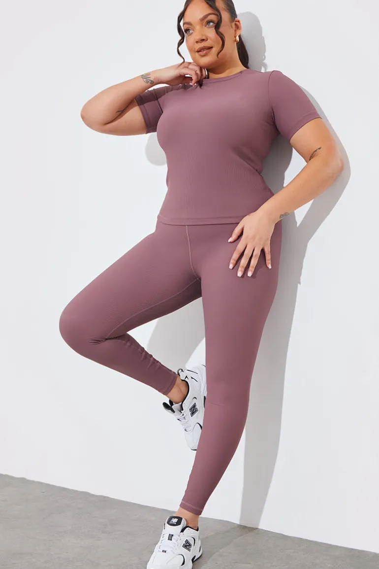 RIBBED CREW NECK SHORT SLEEVE TOP