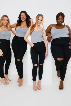 Ripped Knee Wash Stretch Skinny Jeans