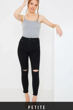 Ripped Knee Wash Stretch Skinny Jeans