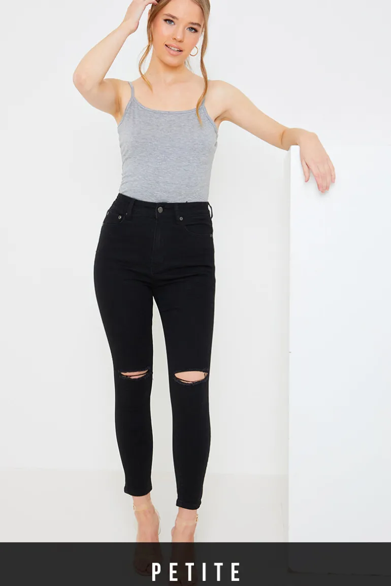 Ripped Knee Wash Stretch Skinny Jeans