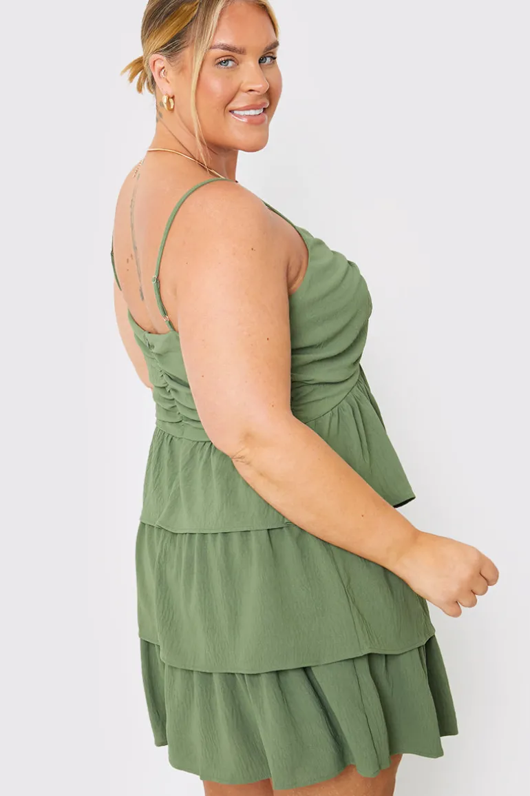 Ruched Bust Tie Detail Frill Mini Dress