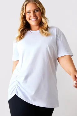 Ruched Longline Aysmmetric T-Shirt
