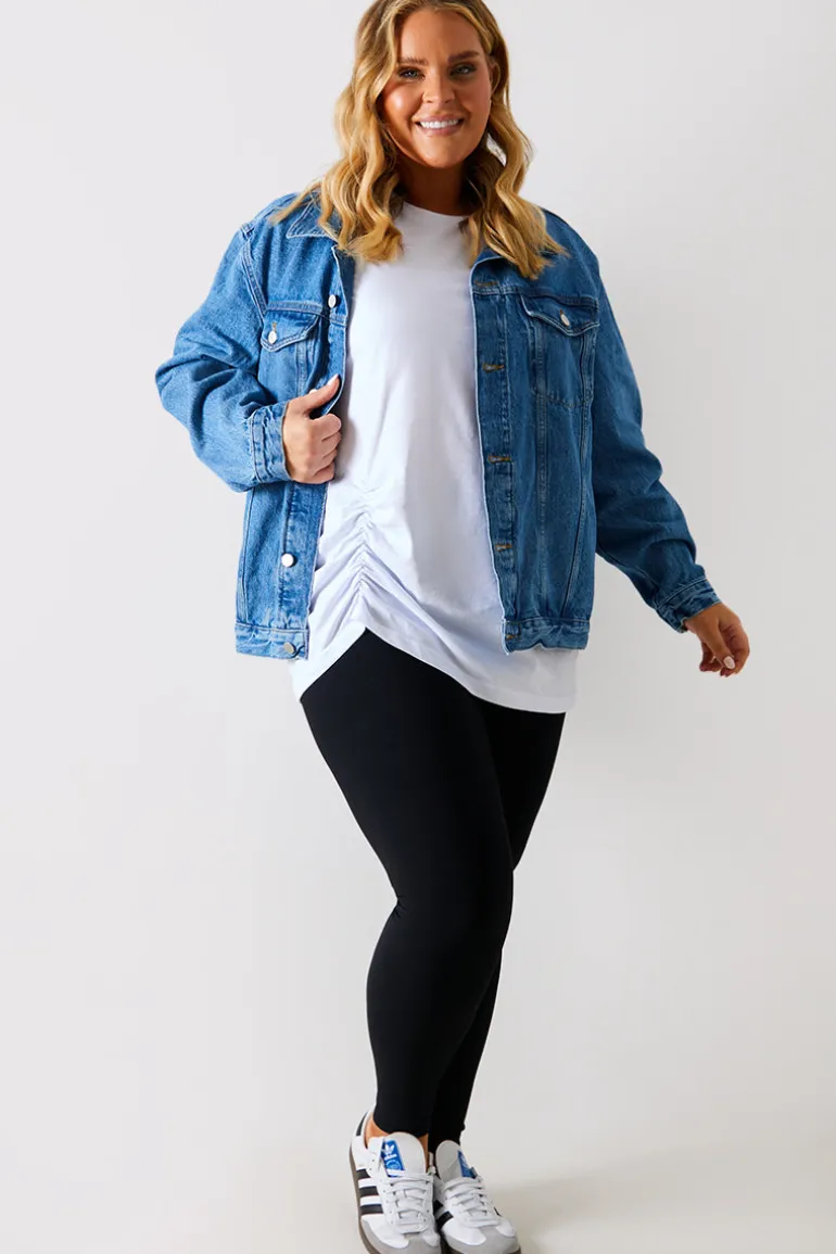 Ruched Longline Aysmmetric T-Shirt