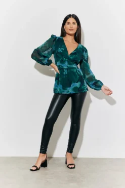 Ruched Printed Blouse