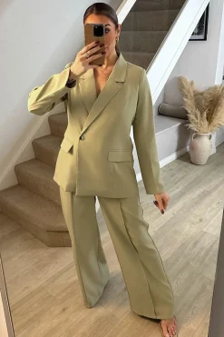 Sage Pleated Wide Leg Trouser