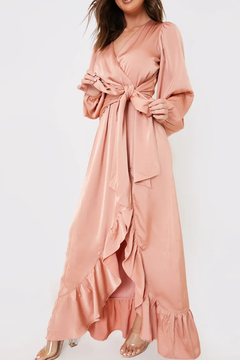 Satin Balloon Sleeve Maxi Dress