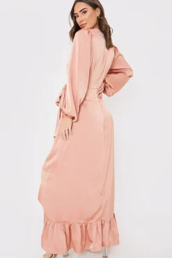Satin Balloon Sleeve Maxi Dress