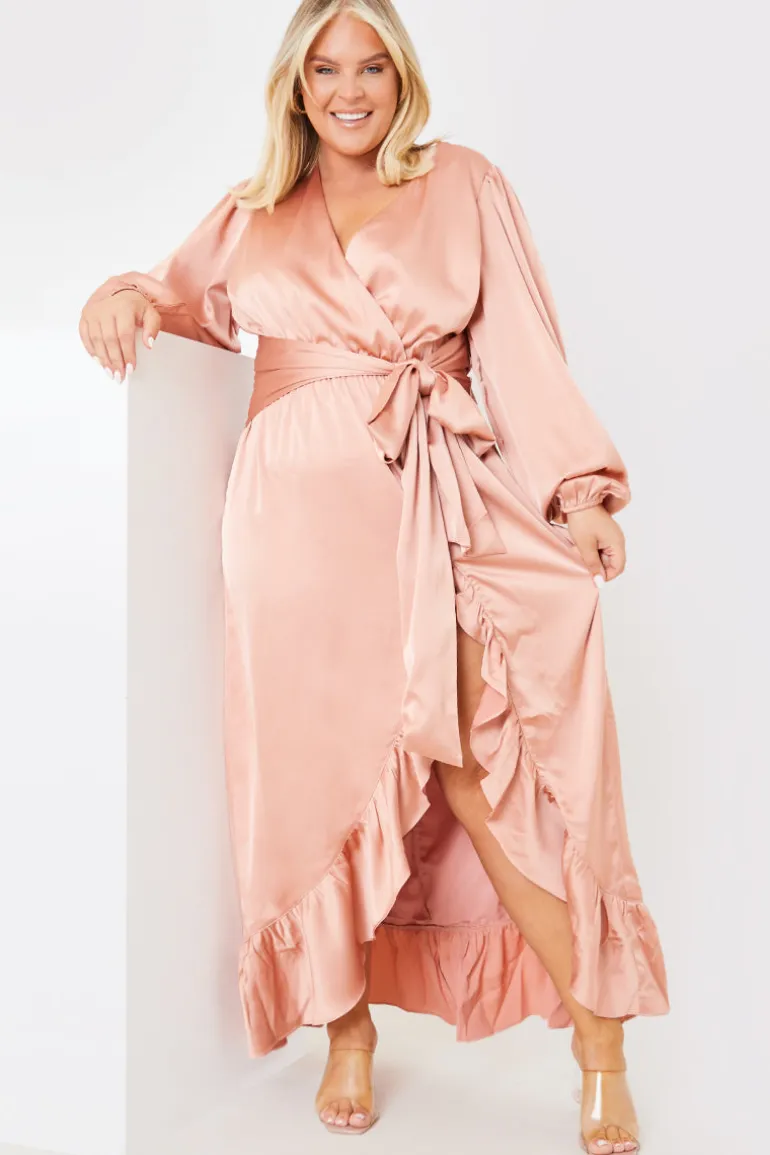 Satin Balloon Sleeve Maxi Dress