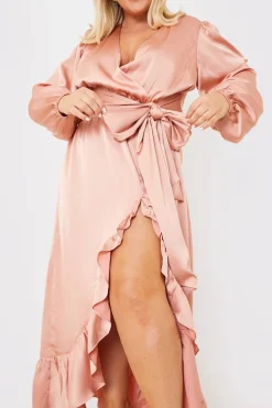 Satin Balloon Sleeve Maxi Dress