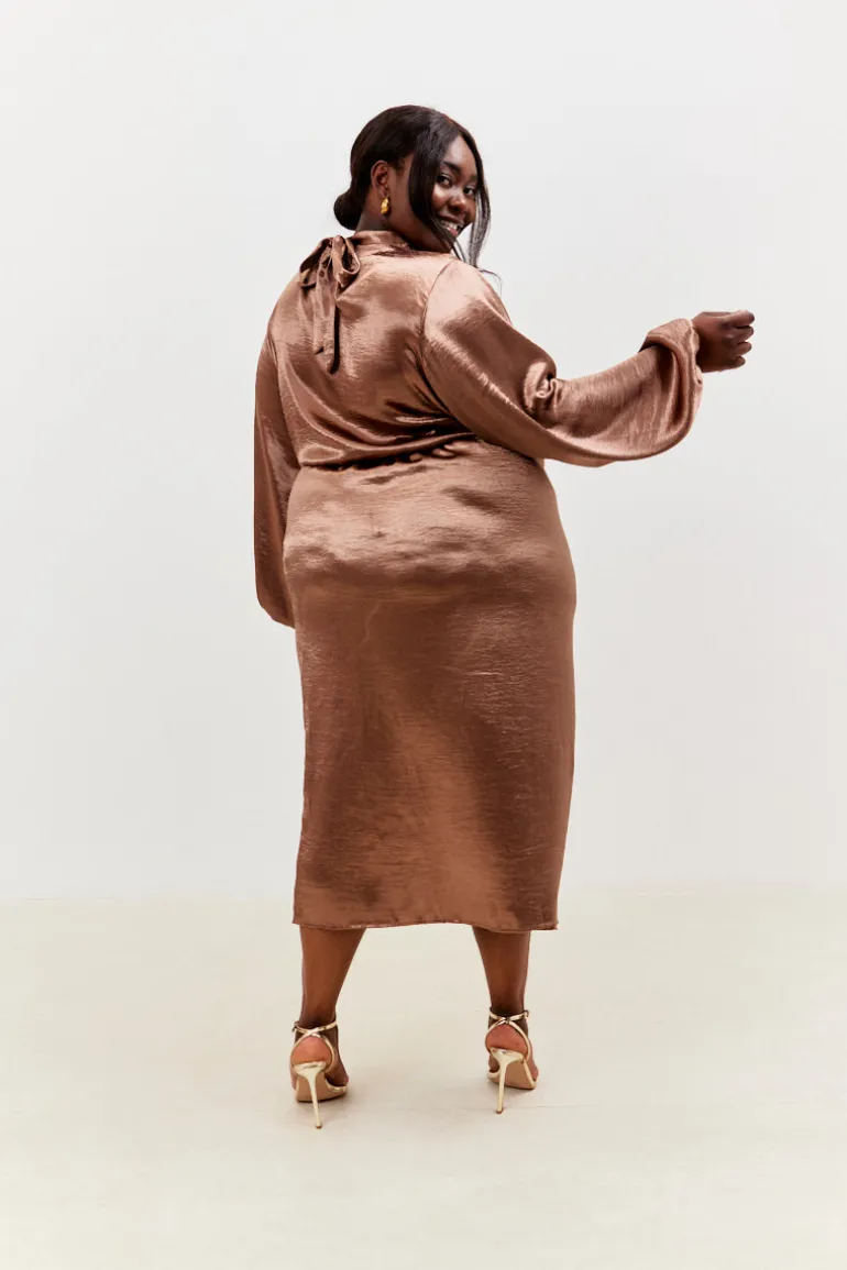 Satin Drape Co-Ord Midi Skirt