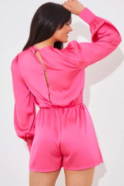 Satin Drape Skort Detail Playsuit