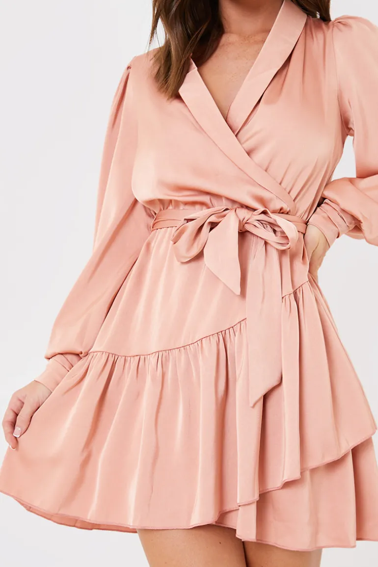 Satin Frill Hem Mini Dress