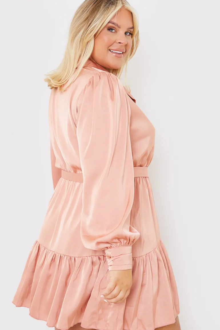 Satin Frill Hem Mini Dress