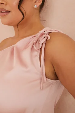 Satin One Shoulder Midaxi Dress